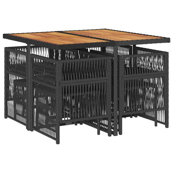 vidaXL 9-osaline aiam&ouml;&ouml;bli komplekt patjadega, must, pol&uuml;rotang