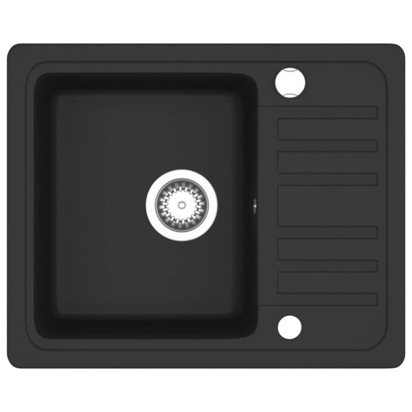 vidaXL ühepoolne köögivalamu, graniit, must