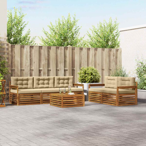 vidaXL V&auml;li diivanikomplekt padjaga 6 pcs Looduslik ja beež