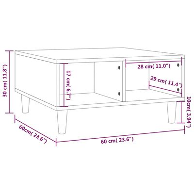 vidaXL kohvilaud, pruun tamm, 60x60x30 cm, puitlaastplaat