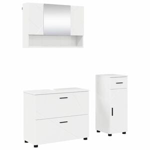 vidaXL Vannitoa m&ouml;&ouml;bleset sahtliga riiuliga 3 pcs Kergelt l&auml;ikiv valge