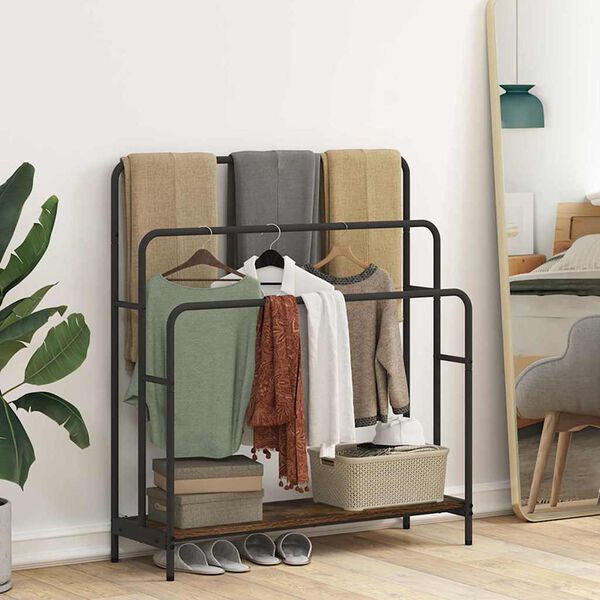 vidaXL Riidepuu riiuliga Suitsetatud tamm 90 x 30 x 100,5 cm Tehispuit