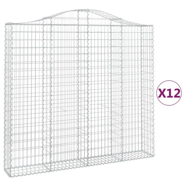 vidaXL kaarekujulised gabioonkorvid 12 tk, 200x30x180/200 cm, raud