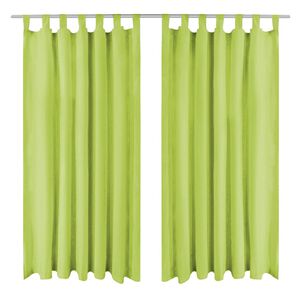 vidaXL aasadega mikrosatiinist kardinad 2 tk 140 x 175 cm, roheline