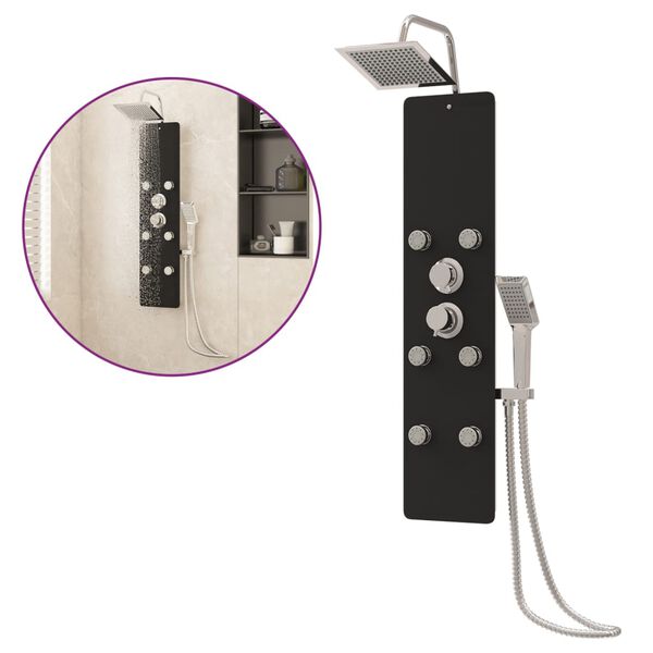 vidaXL dušipaneeeli süsteem, klaas, 25 x 47,5 x 130 cm, must