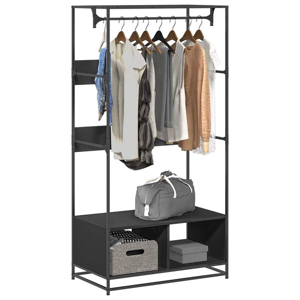 vidaXL garderoobisüsteem, must, 90 x 50 x 180 cm, tehispuit