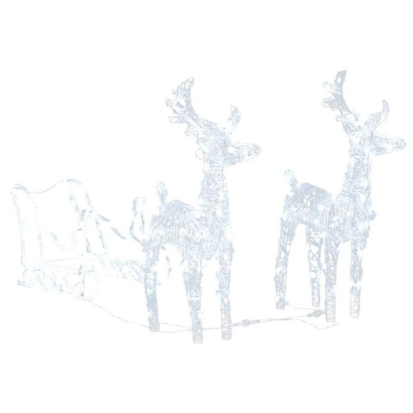 vidaXL põhjapõdrad saaniga, jõulukaunistus, 160 LEDi, 130 cm akrüül