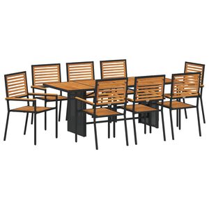 vidaXL Aia s&ouml;&ouml;gilaudade komplekt 9 pcs Must ja pruun pol&uuml;rotang