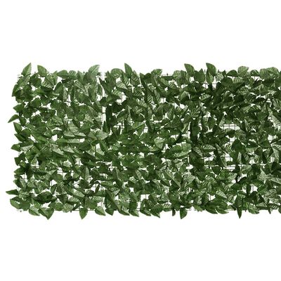 vidaXL rõdupiirde kate, tumerohelised lehed, 600 x 75 cm