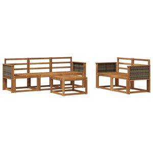 vidaXL V&auml;li diivanikomplekt 6 pcs Naturaalne Tugev akatsiapuu