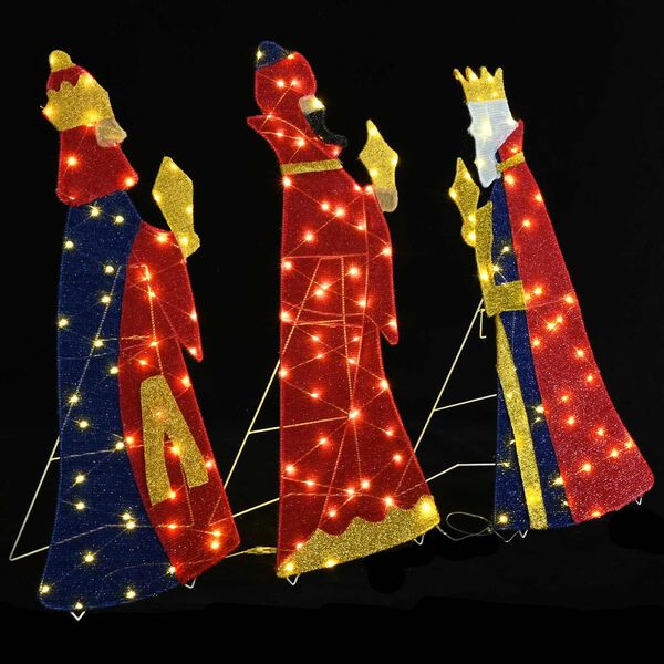 vidaXL 3 Wise Men Christmas Lighting 3 pcs Soe valge 105 cm kangas