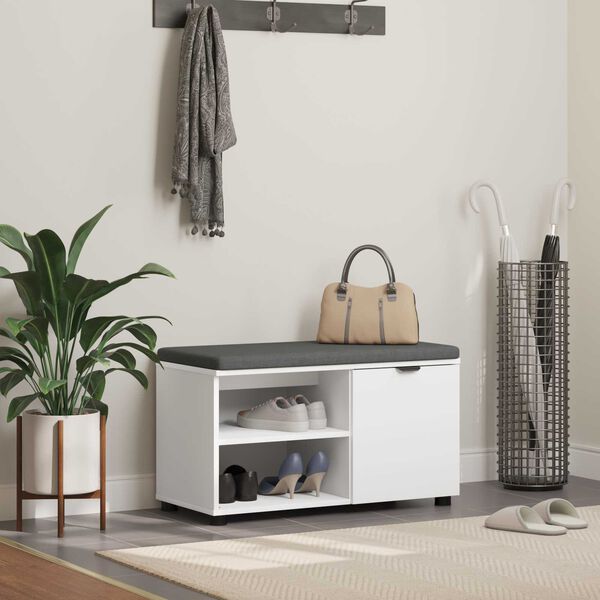 vidaXL Hallipink padjaga &Uuml;ksv&auml;rviline Valge 80 x 38 x 46 cm