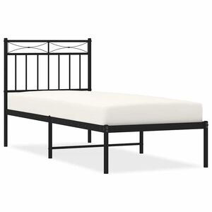 vidaXL metallist voodiraam peatsiga, must, 75x190 cm
