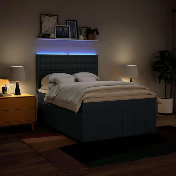 vidaXL kontinentaalvoodi madratsiga, sinine, 140x190 cm, kangas