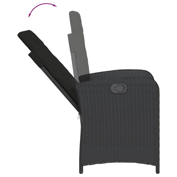 vidaXL 5-osaline aiam&ouml;&ouml;bli komplekt patjadega, must, pol&uuml;rotang