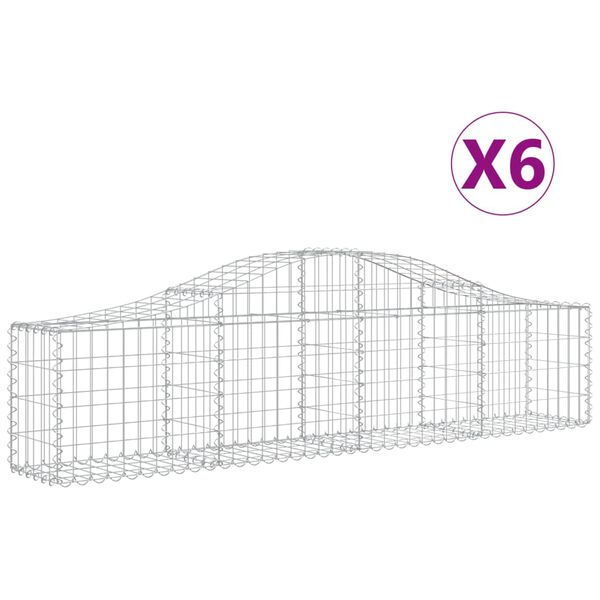 vidaXL kaarekujulised gabioonkorvid 6 tk, 200x30x40/60 cm, raud