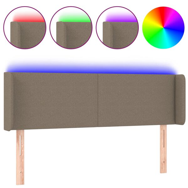 vidaXL LED-voodipeats, pruunikashall, 147x16x78/88 cm, kangas