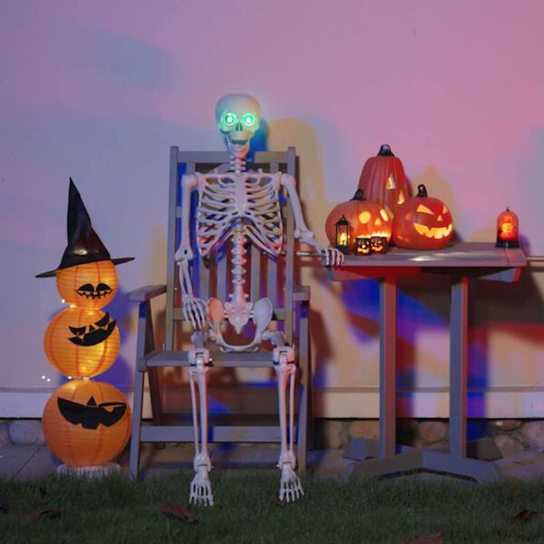 vidaXL Halloweeni Skeleton Valge 155 x 38.5 cm Plastmass