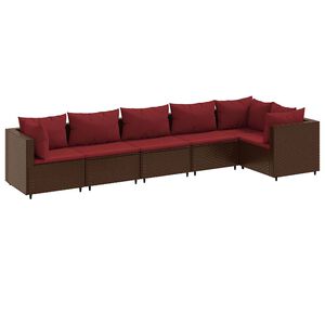 vidaXL 6-osaline aiam&ouml;&ouml;bli komplekt patjadega, pruun, pol&uuml;rotang