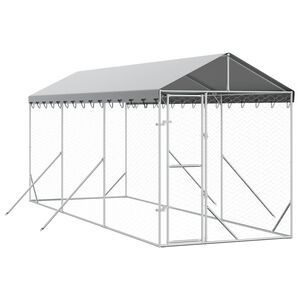 vidaXL katusega koeraaedik, h&otilde;bedane, 2x6x2,5 m, tsingitud teras