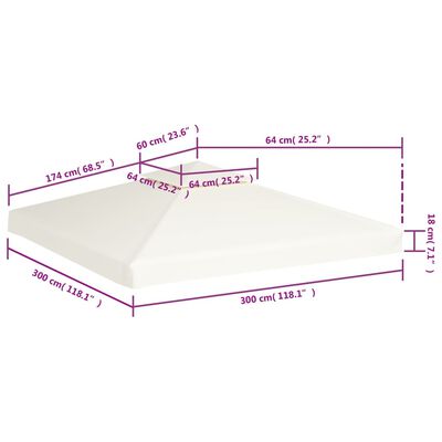 vidaXL varikatuse asenduskate 310 g / m², kreemjasvalge, 3 x 3 m