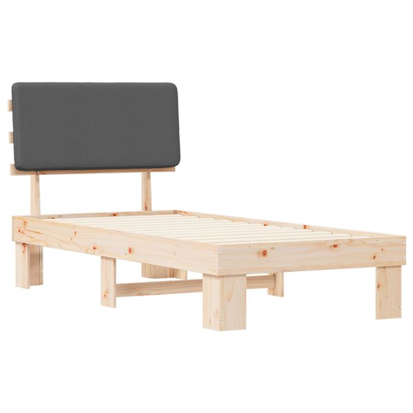 vidaXL Voodiraam Pehme Peatoega peaga Tumehall 100 x 200 cm Tahke m&auml;nd