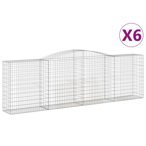vidaXL kaarekujulised gabioonkorvid 6 tk, 400x50x120/140 cm, raud