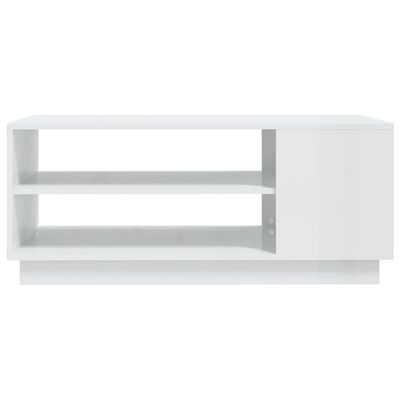 vidaXL kohvilaud, kõrgläikega valge, 102 x 55 x 43 cm, puitlaastplaat