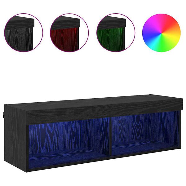 vidaXL TV Seina Kapp Panama Must tamm 100 x 30 x 30 cm Tehispuit