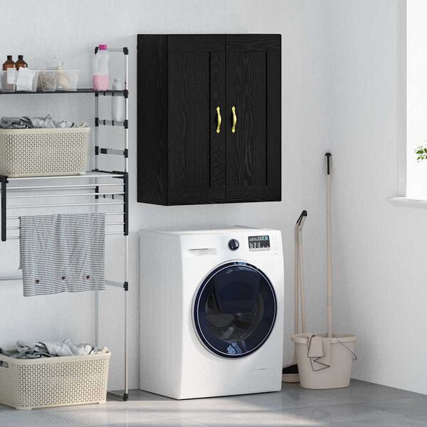 vidaXL Seinakapp Must tamm 69,5 x 34 x 90 cm Tehispuit