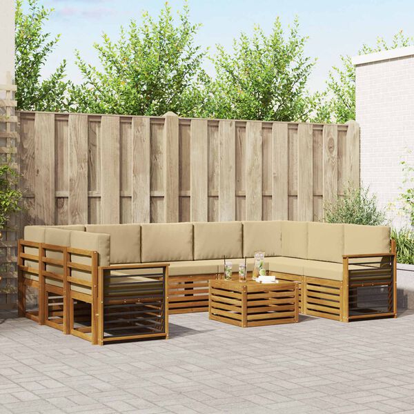 vidaXL Diivanikomplektid 10 pcs Looduslik ja beež Tugev akatsiapuu