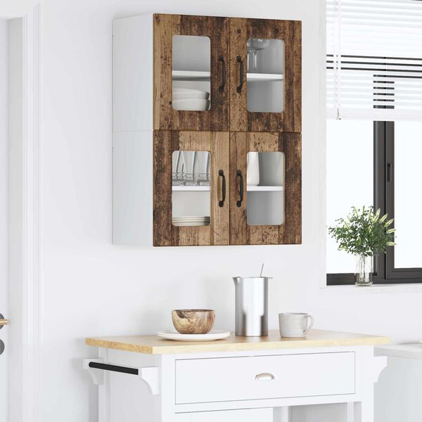 vidaXL K&ouml;&ouml;gikapp riiuliga 2 pcs Vana puit 60 x 31 x 40 cm Tehispuit