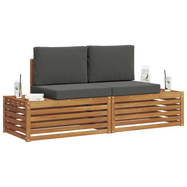 vidaXL V&auml;li diivanikomplekt padjaga 2 T&uuml;kk Looduslik ja antriit