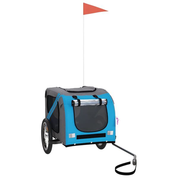 vidaXL lemmiklooma ratta j&auml;relk&auml;ru, sinine ja hall, oxford kangas/raud