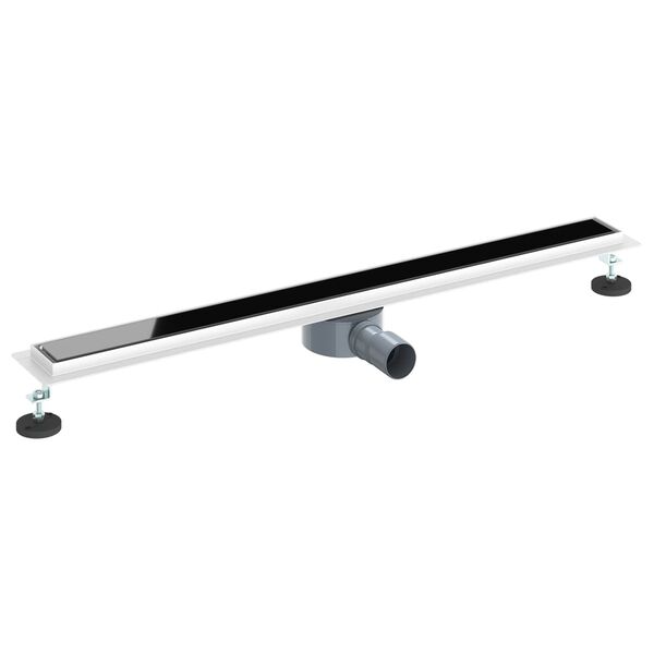 vidaXL Du&scaron;ivoolik klaaskattega ja 360&deg; sifooniga Must 90 cm