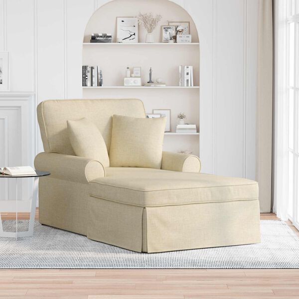 vidaXL Chaise lounge p&ouml;&ouml;ratud &auml;&auml;rega cream 91 x 157 x 91 cm kangas
