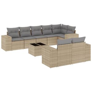 vidaXL 9-osaline aiadiivani komplekt patjadega, beež, pol&uuml;rotang
