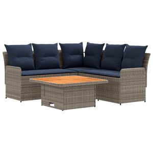 vidaXL M&ouml;&ouml;blisete padjaga 4 pcs Hall ja tumesinine PE rattan
