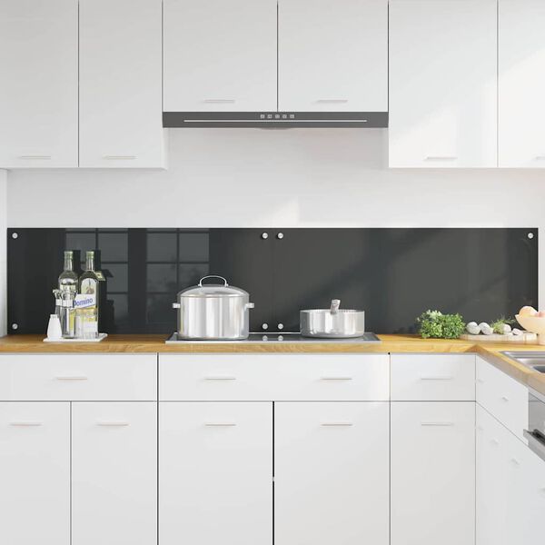vidaXL K&ouml;gi Splashback 2 pcs Tumehall 100 x 40 cm karastatud klaas