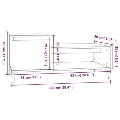 vidaXL kohvilaud, kõrgläikega valge, 100 x 50 x 45 cm, tehispuit