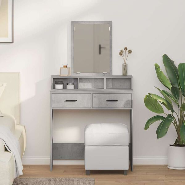 vidaXL Riietumislaud sahtliga Betoonhall 79 x 41 x 140 cm Tehispuit