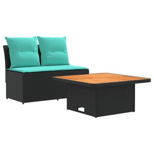 vidaXL 2 T&uuml;kk Aia keskmine diivan t&otilde;stetava laua jaotusega pol&uuml;rotang