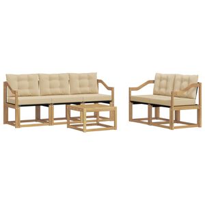 vidaXL V&auml;li diivanikomplekt padjaga 6 pcs Valge ja Beez