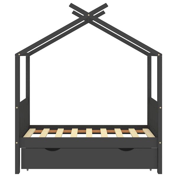 vidaXL lastevoodi raam sahtliga, tumehall männipuit, 70x140 cm