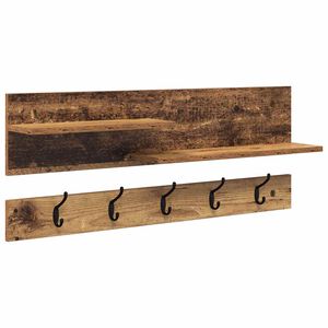 vidaXL Seinale kinnitatav riidepuu Vana puit 90 x 15 x 36 cm Tehispuit