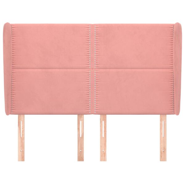 vidaXL voodipeats servadega, roosa, 147x23x118/128 cm, samet