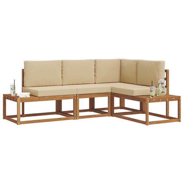 vidaXL V&auml;li diivanikomplekt padjaga 4 T&uuml;kk Looduslik ja beež