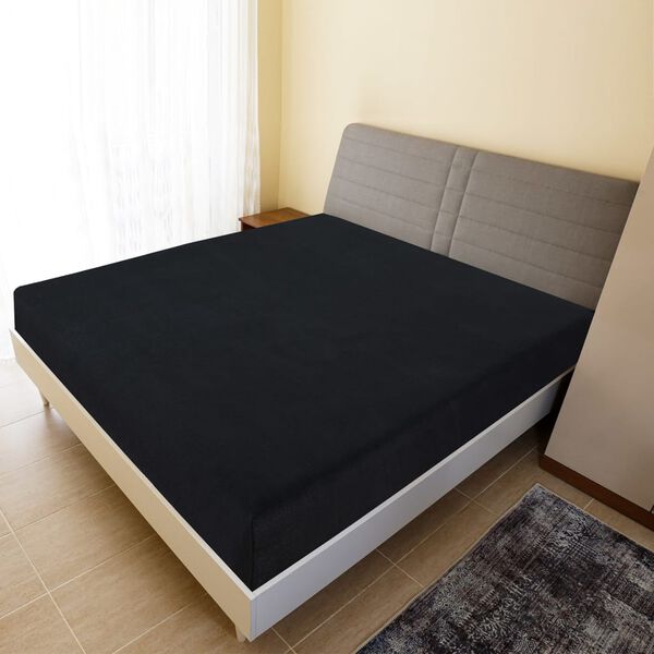 vidaXL kummiga voodilinad, 2 tk, must, 90x200 cm, puuvill