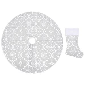 vidaXL luksuslik j&otilde;ulupuu alune lina, sokiga, valge, 90 cm, kangas