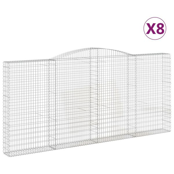 vidaXL kaarekujulised gabioonkorvid 8 tk, 400x30x180/200 cm, raud